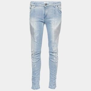 Pierre Balmain / light Blue distressed Moto Skinny Jeans 26